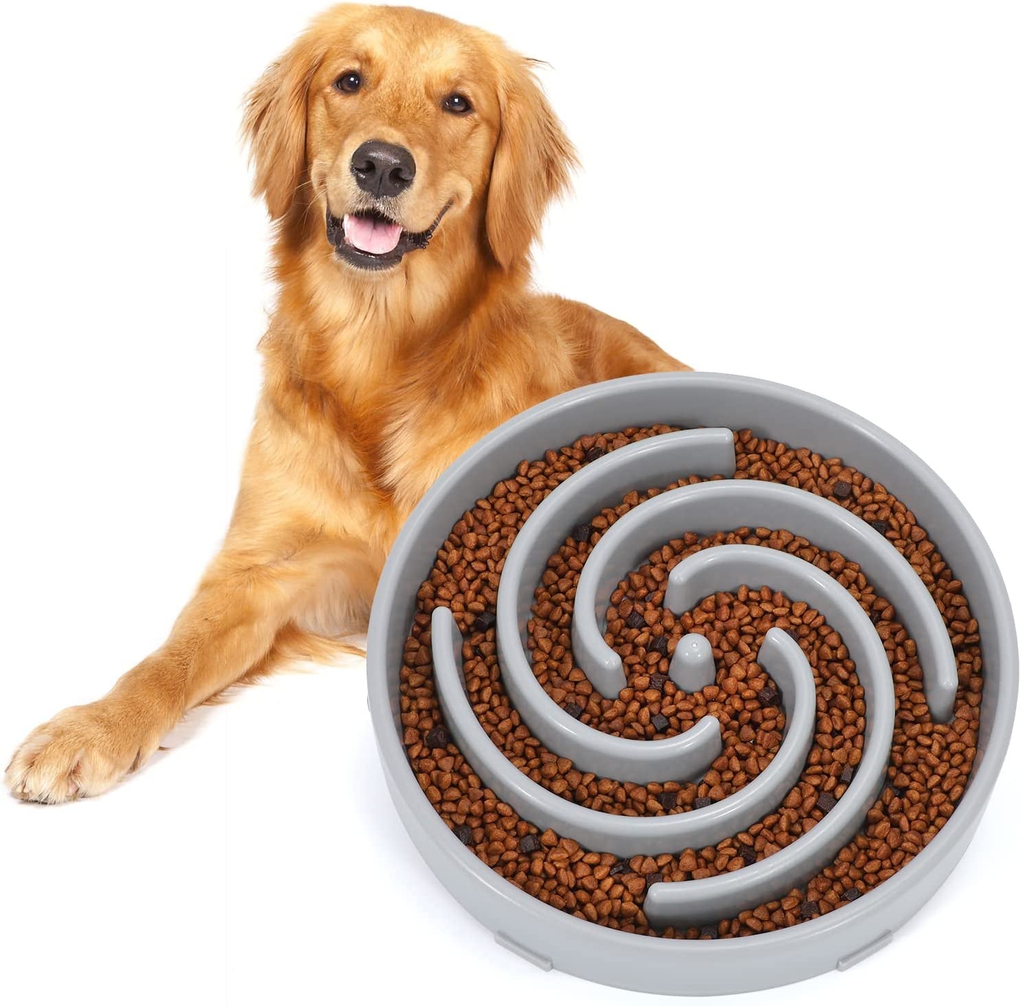 large non slip slow feeder dog bowl durable food grade plastic for big dogs