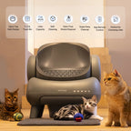 Neakasa self-cleaning automatic litter box featuring open-top design, 11.23L trash bin, odor-free waste disposal, and app control for multi-cat homes.