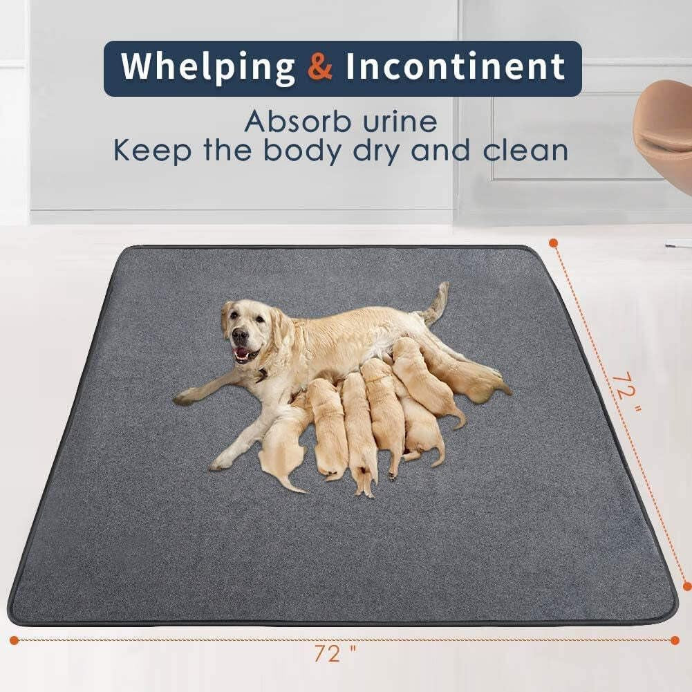 washable dog pee pad size options xl 65x48 and 72x72 large waterproof absorbent mat for whelping crates and training areas