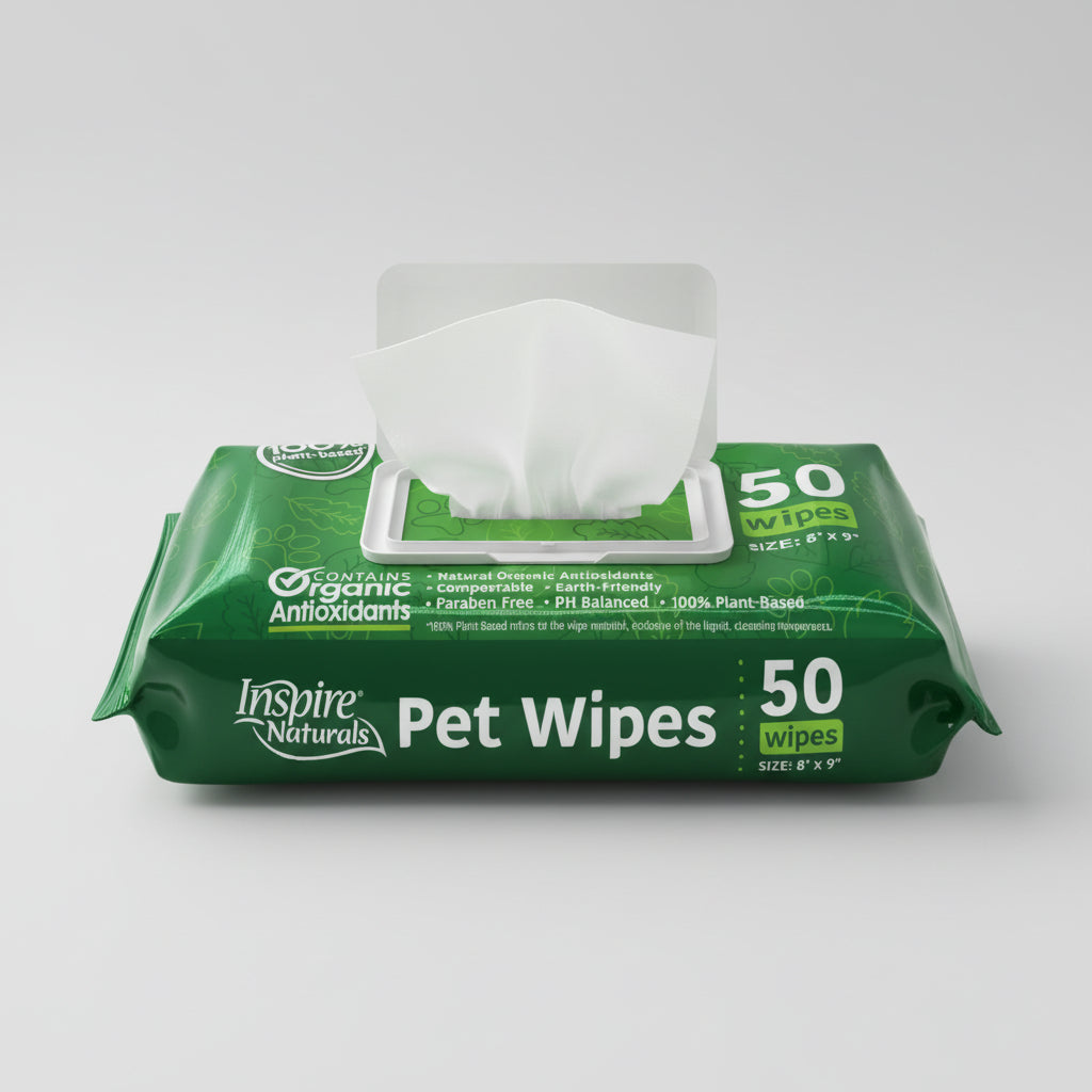 plant based pet wipes green pack with organic antioxidants compostable 50 count