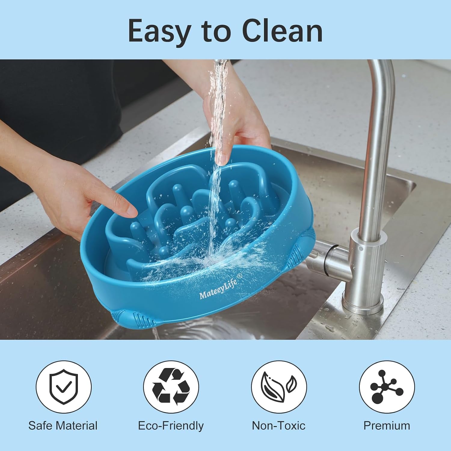 Large Slow Feeder Dog Bowls, Anti-Choking Puzzle Dog Food Bowls, Anti-Slip Interactive Feeding Slow down Eating, Bloat Stop Maze Dishes for Large Breeds 4 Cups Darkblue