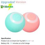 upgraded smart automatic cat toy balls blue and pink with 150mah battery 180 minute playtime durable textured design interactive rolling toy for pets
