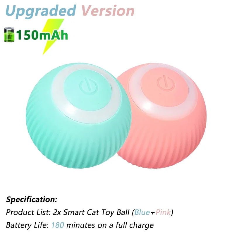 upgraded smart automatic cat toy balls blue and pink with 150mah battery 180 minute playtime durable textured design interactive rolling toy for pets