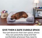 orthopedic dog bed with bolstered sides creating safe cuddle space for dogs
