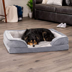 large orthopedic dog bed granite gray with bolsters soft foam comfort dog resting