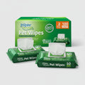 green pack of inspire naturals pet wipes with organic antioxidants plant based 50 count packs