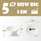 white ceramic cat feeder bowl elevated anti spill design for small cats