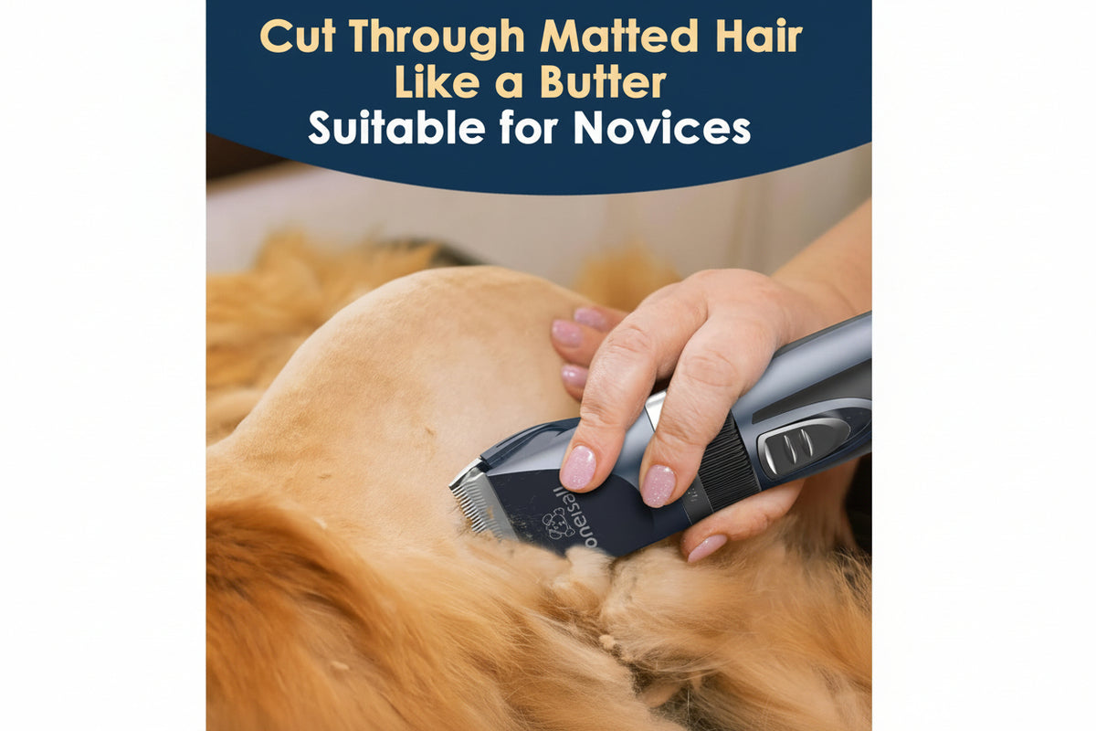 cat grooming clipper cutting through matted fur showing smooth trim suitable for beginners