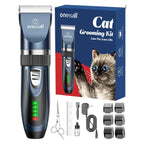 cat grooming clippers kit with quiet rechargeable trimmer six guide combs scissors cleaning brush and power adapter