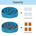 Large Slow Feeder Dog Bowls, Anti-Choking Puzzle Dog Food Bowls, Anti-Slip Interactive Feeding Slow down Eating, Bloat Stop Maze Dishes for Large Breeds 4 Cups Darkblue