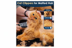 cat grooming clippers trimming matted knotted and thick fur on orange cat showing smooth results