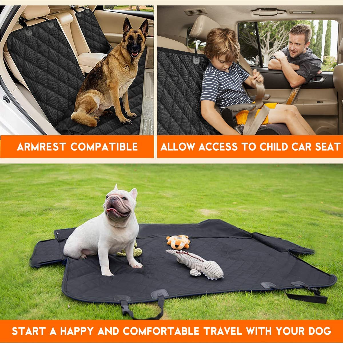 dog car seat cover accessories including pet seat belts headrest straps and non slip backing for secure installation
