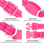 micro USB rechargeable LED pet collar close up showing charging port and cable