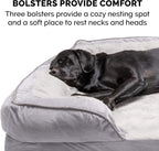orthopedic dog bed with raised bolsters providing head and neck support granite gray