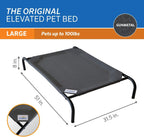 durable powder coated steel frame and breathable mesh material on elevated dog bed