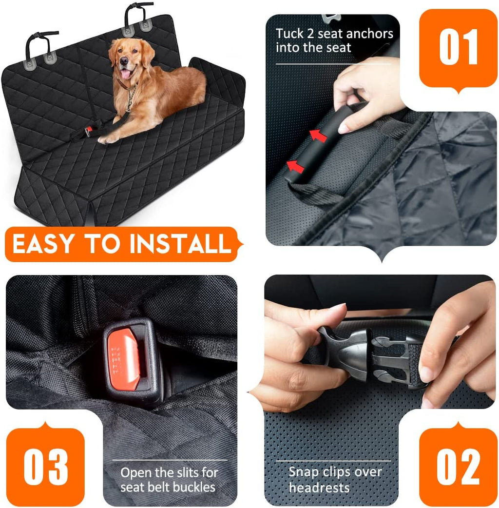dog car seat cover accessories including pet seat belts headrest straps and non slip backing for secure installation