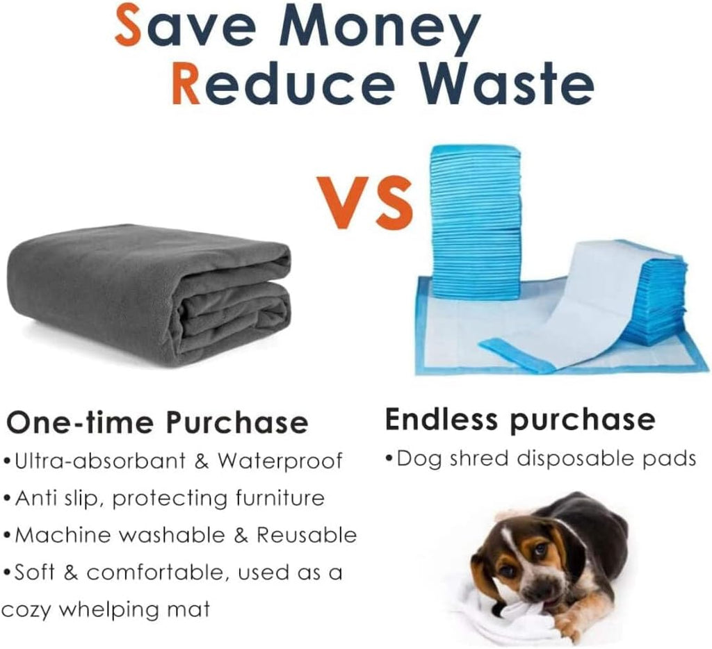 reusable washable dog pee pad compared to disposable pads showing save money reduce waste eco friendly one time purchase