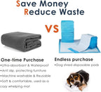 reusable washable dog pee pad compared to disposable pads showing save money reduce waste eco friendly one time purchase