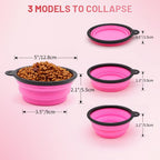 collapsible silicone dog bowl expanded and folded small size lightweight portable design for food or water
