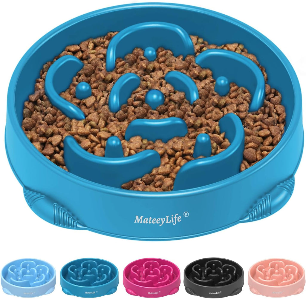 Large Slow Feeder Dog Bowls, Anti-Choking Puzzle Dog Food Bowls, Anti-Slip Interactive Feeding Slow down Eating, Bloat Stop Maze Dishes for Large Breeds 4 Cups Darkblue