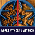 slow feeder dog bowl suitable for dry and wet food puzzle design for healthy eating
