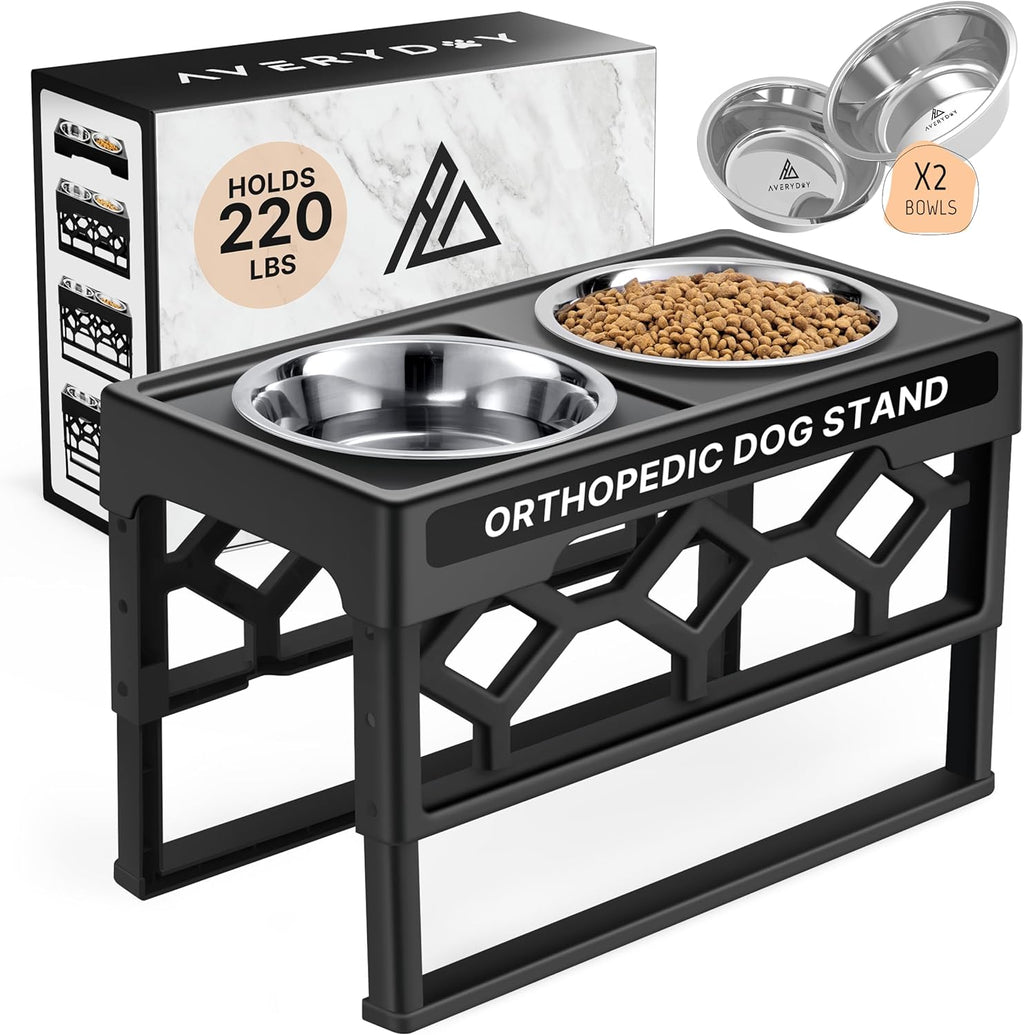 elevated dog bowls orthopedic feeder with 4 height levels and two stainless steel bowls holds 220 lbs