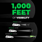 LED dog collar glowing brightly with 1000 foot visibility and three light modes