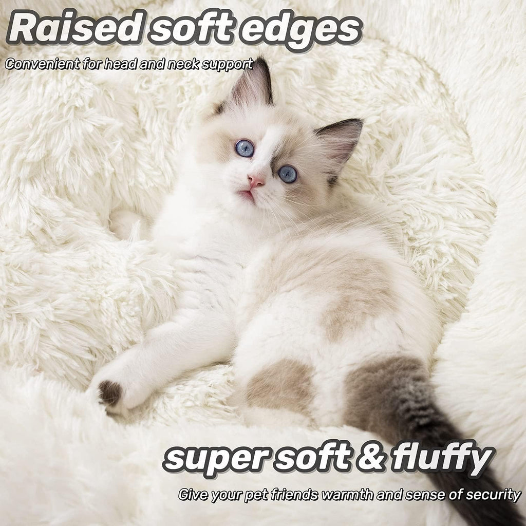 cat resting in fluffy donut bed calming design improves sleep and reduces stress