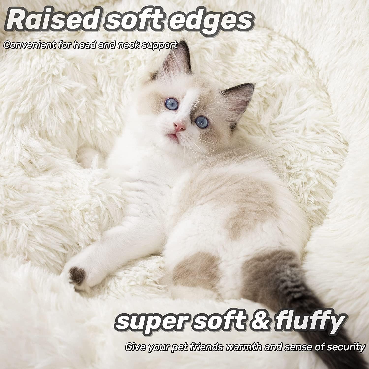 cat resting in fluffy donut bed calming design improves sleep and reduces stress